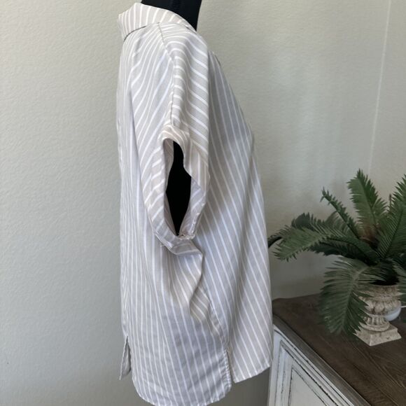 New Mittoshop Women's Button Up Beach Blouse Striped Size Large Loose Fitting - Picture 5 of 10